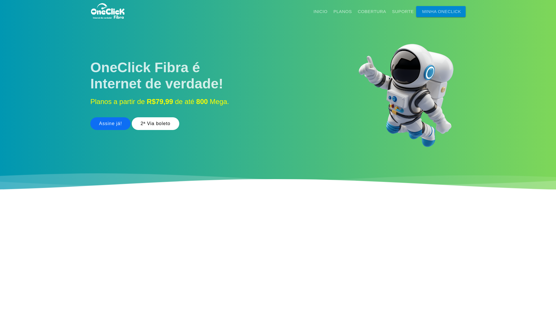 website screenshot of https://oneclickfibra.com.br/