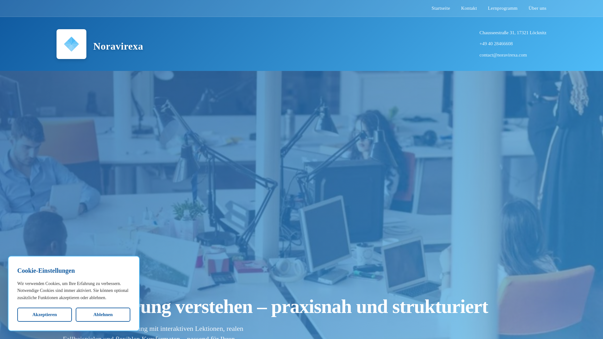 website screenshot of https://noravirexa.com/