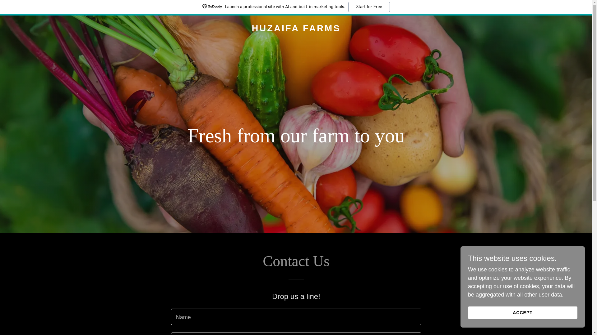 website screenshot of https://huzaifafarms.com/