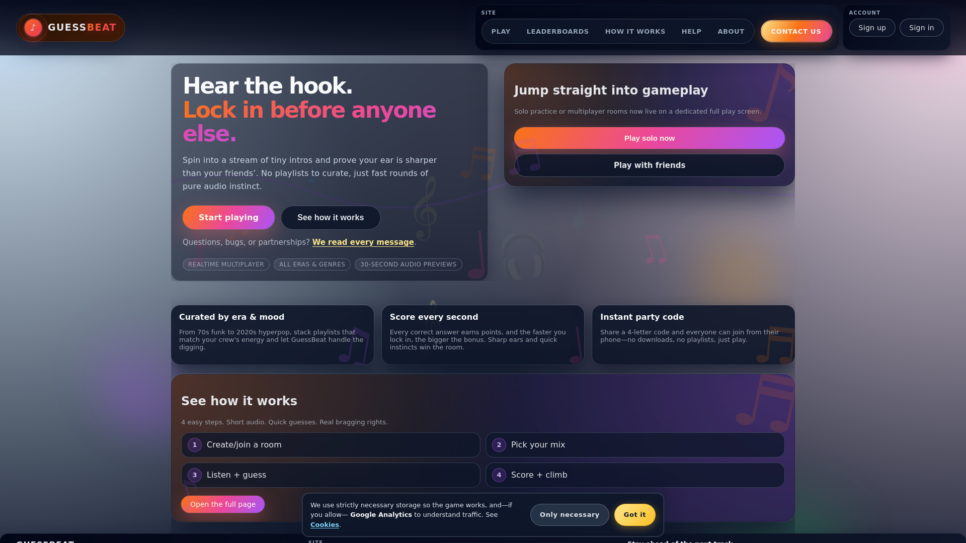 website screenshot of https://guessbeat.com/