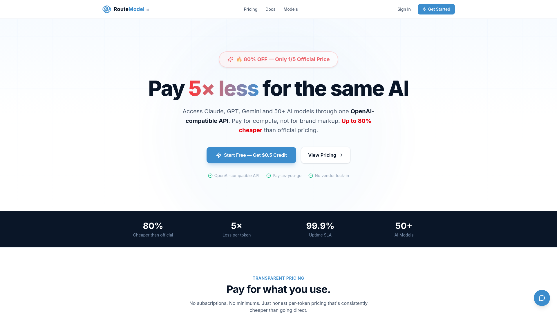 website screenshot of https://routemodel.ai/
