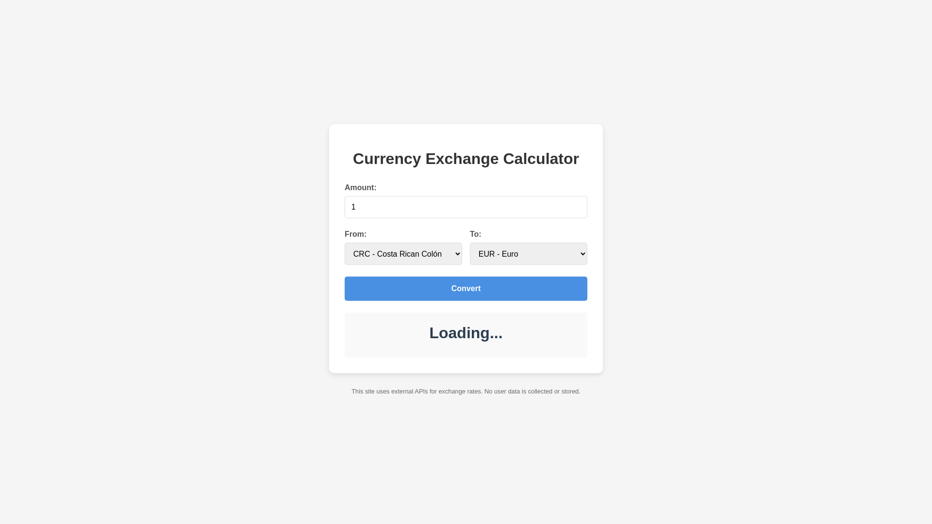 website screenshot of https://currency-converter-minimimalistic.org/