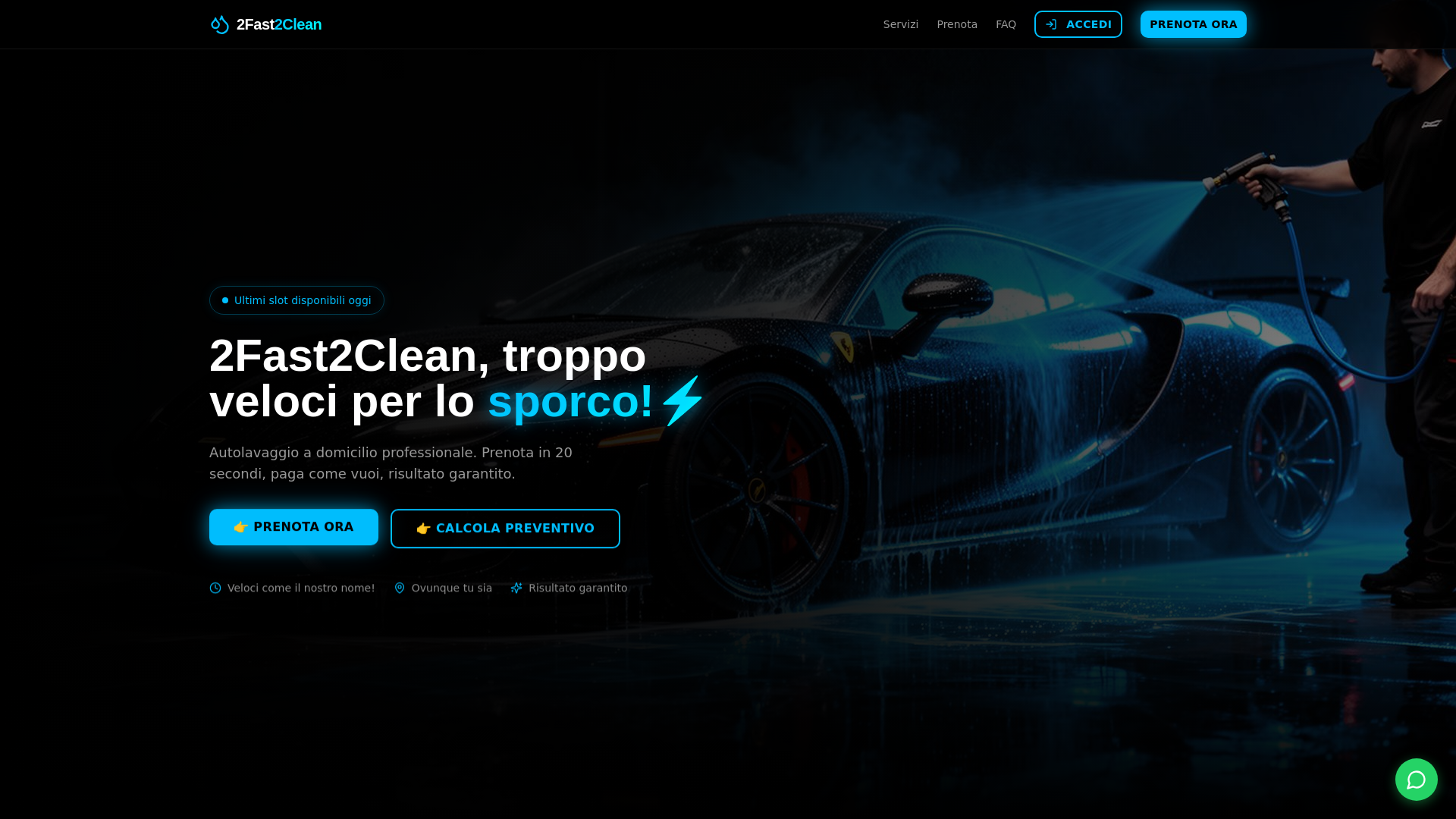 website screenshot of https://2fast2clean.it/