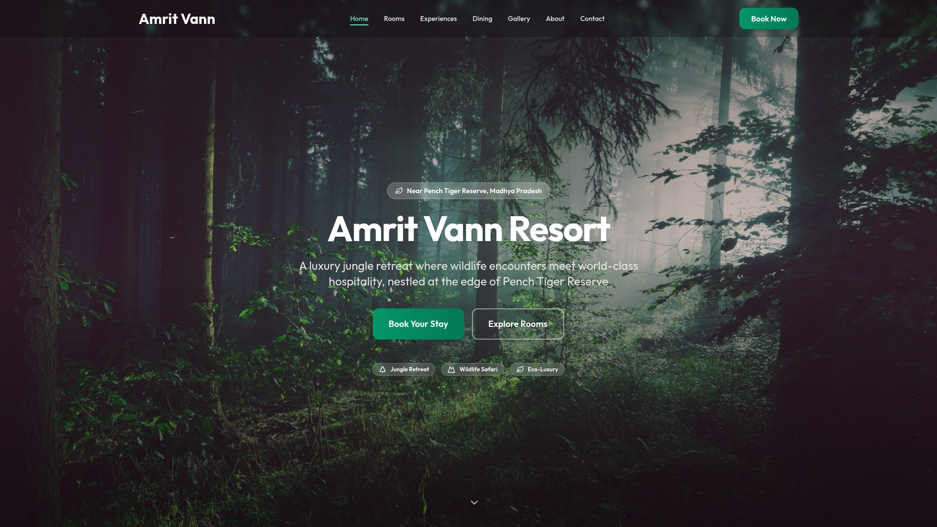website screenshot of https://amritvannresort-pench.pages.dev/