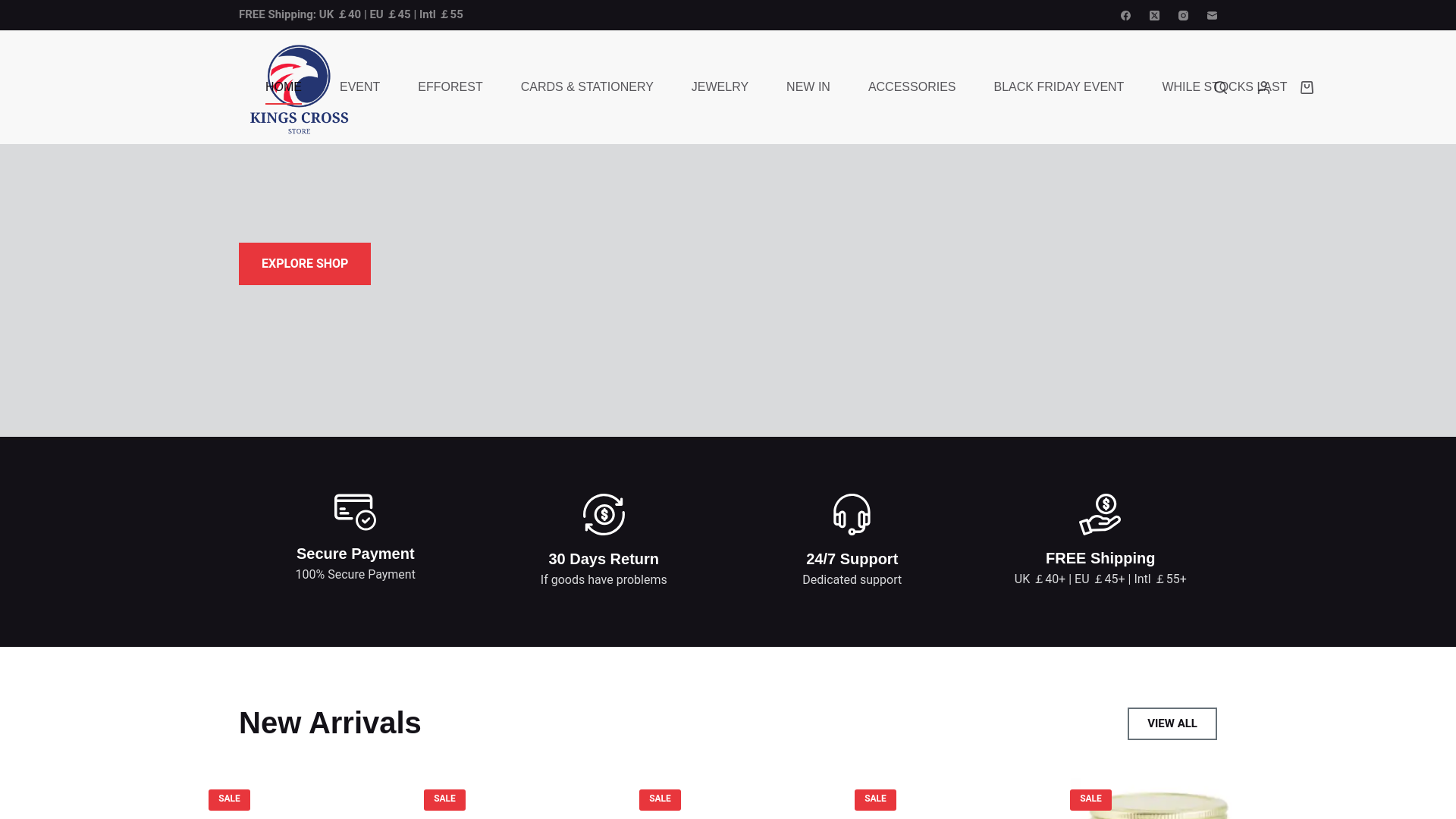 website screenshot of https://kingscrossstore.com/