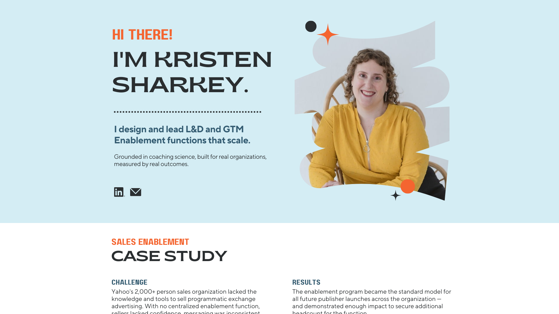 website screenshot of https://kristensharkey.work/