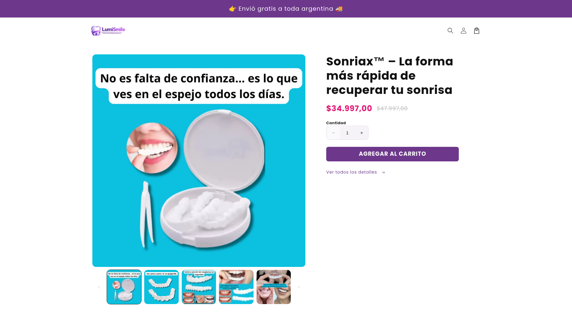 website screenshot of https://lumismileoficial.shop/