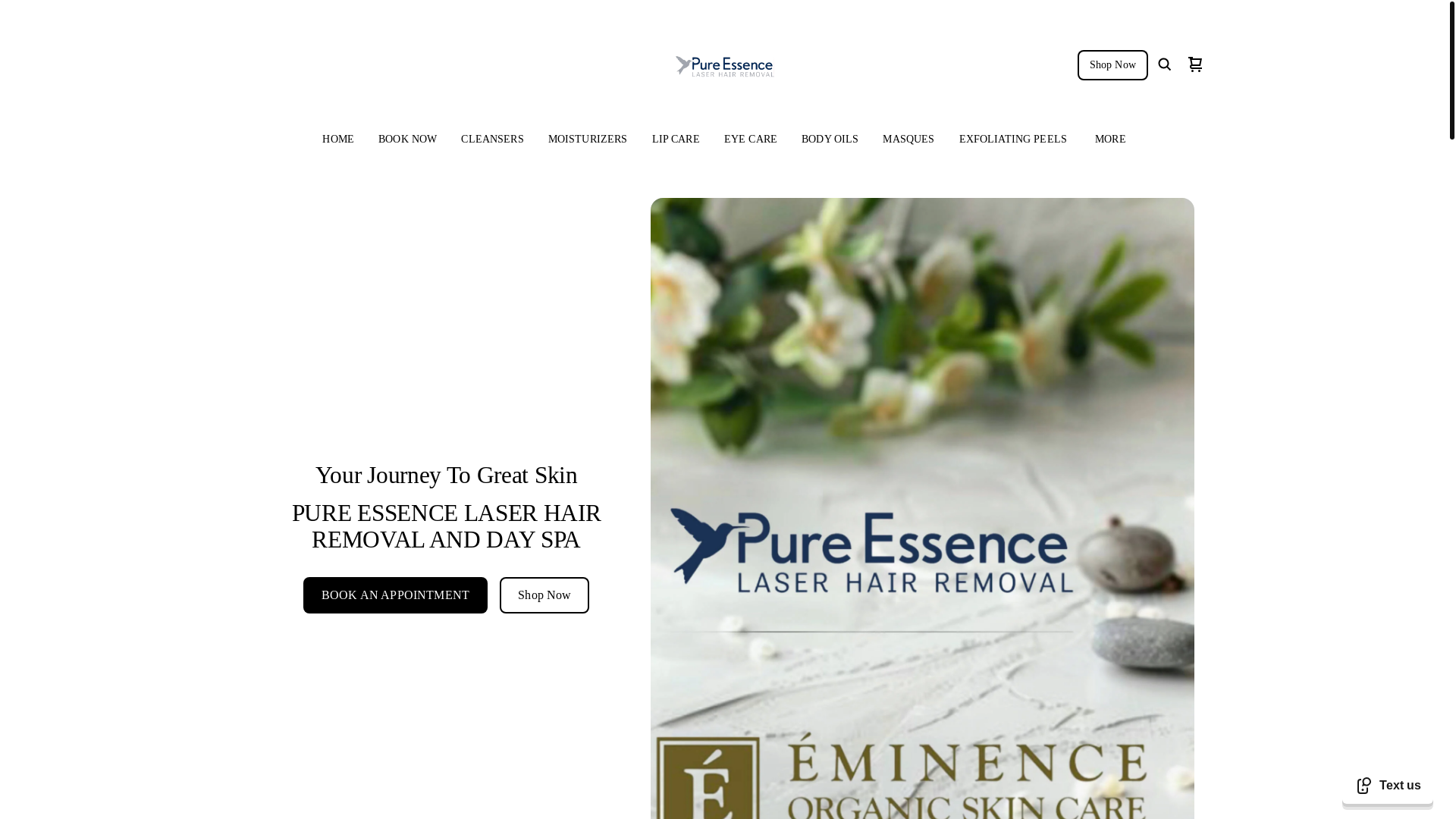 website screenshot of https://pureessencelaserhairremoval.ca/