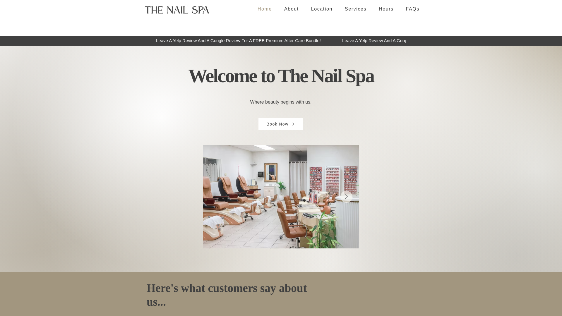 website screenshot of https://thenailspacorona.com/