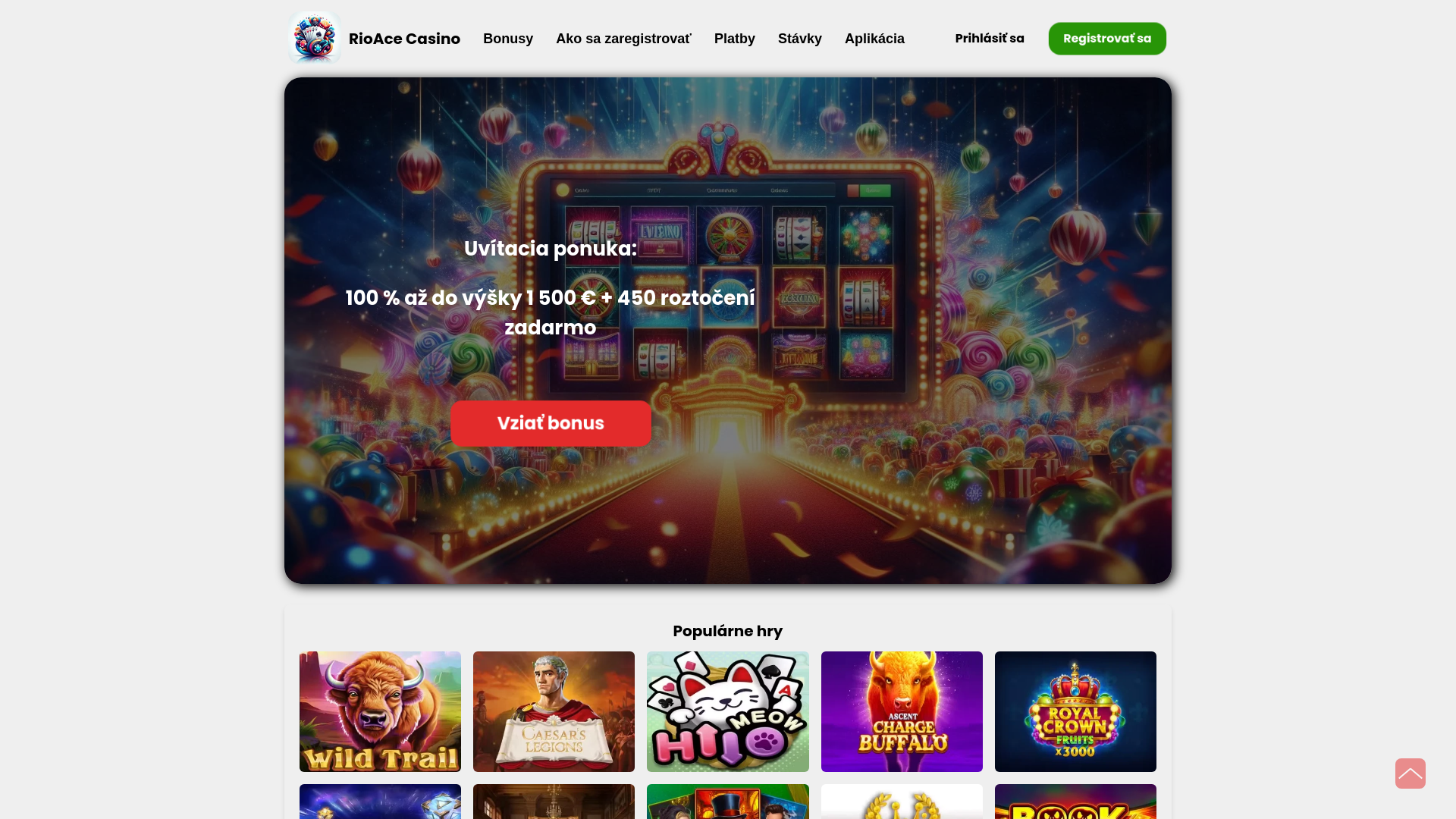 website screenshot of https://rioace.sk/