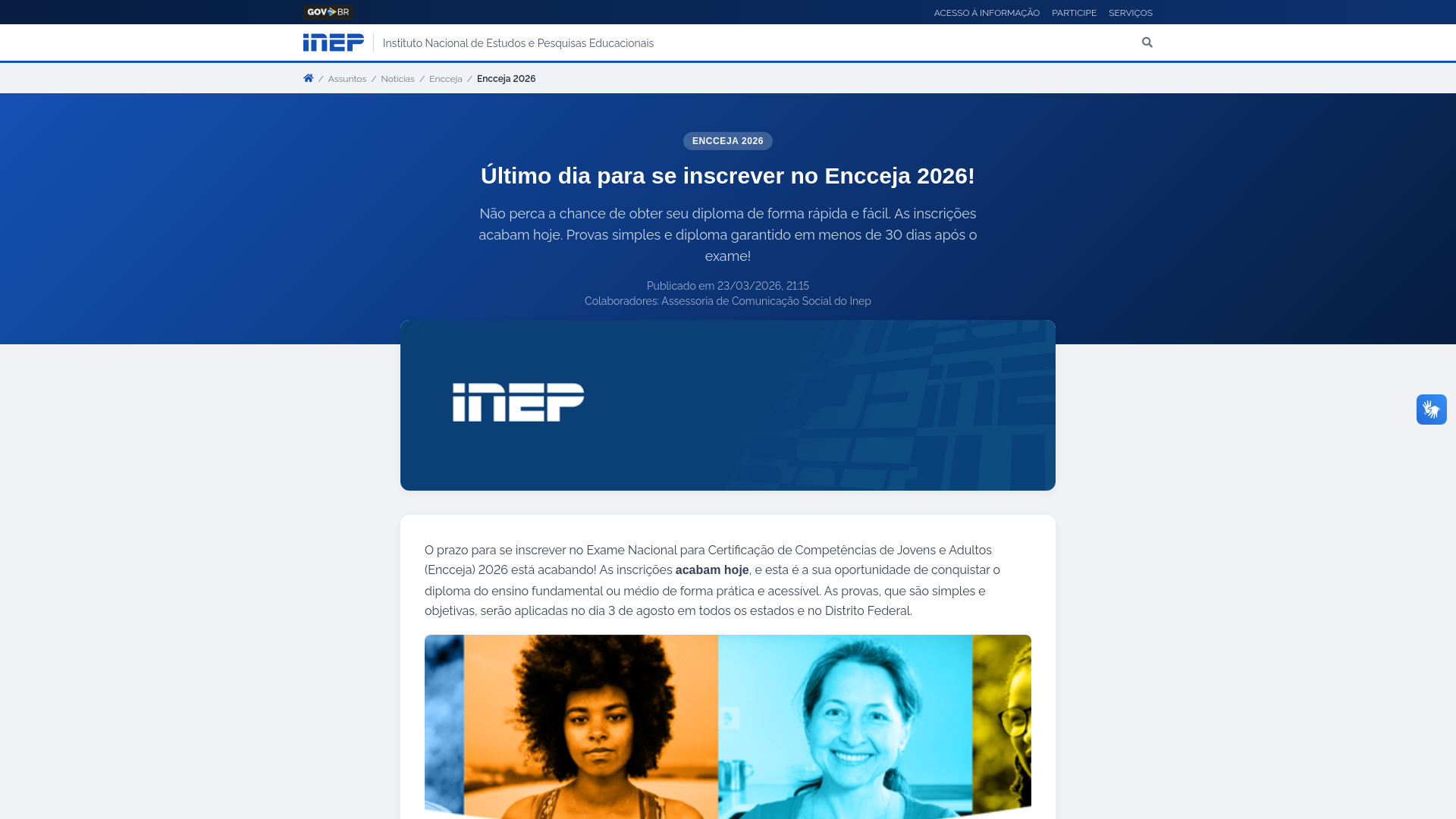 website screenshot of https://aprovaencc.site/