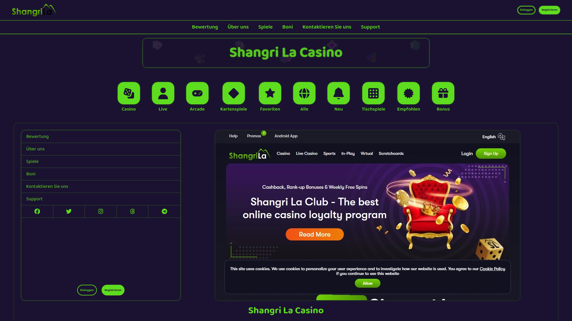website screenshot of https://shangrilacasino.de/