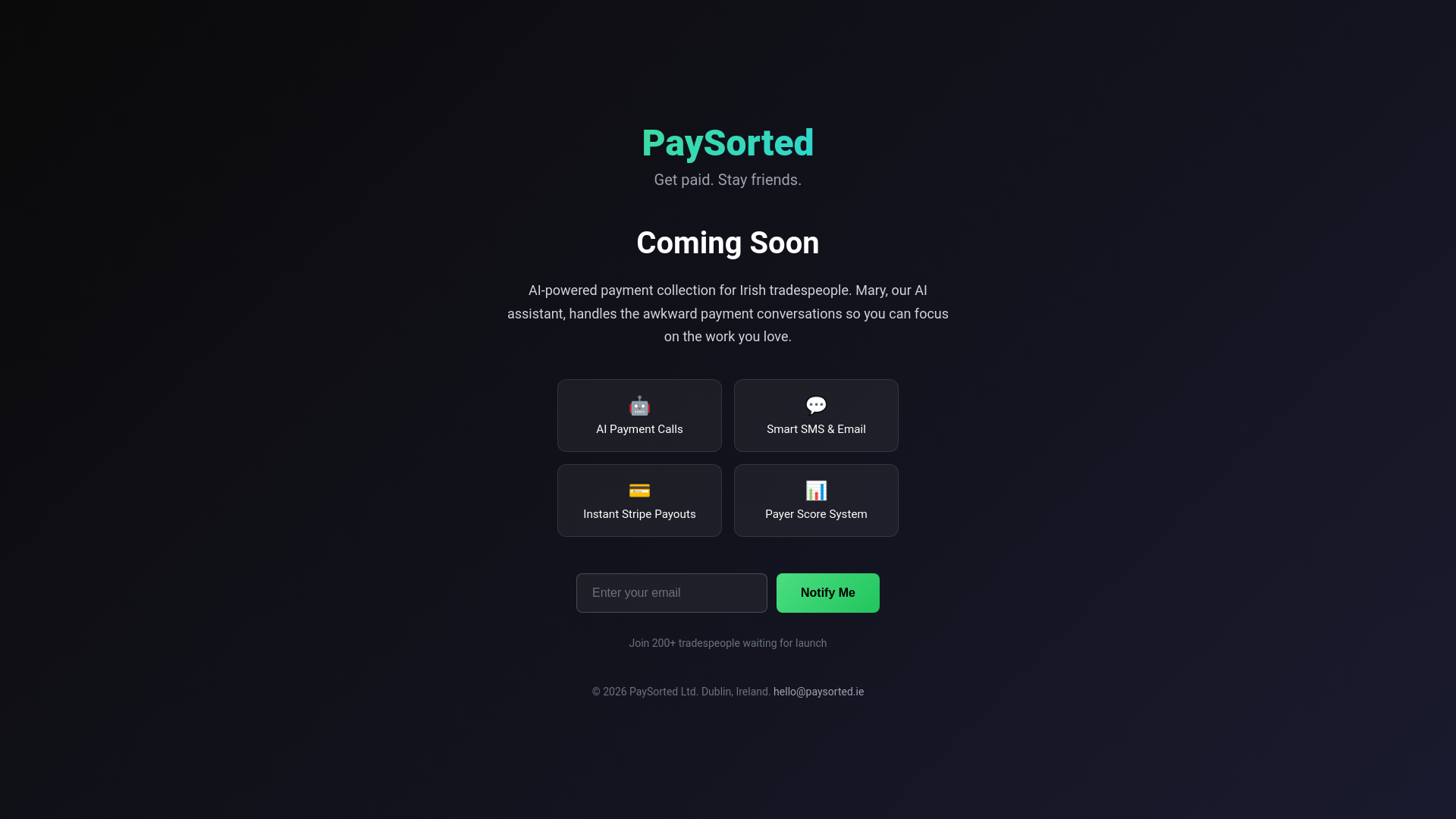 website screenshot of https://paysorted.pages.dev/