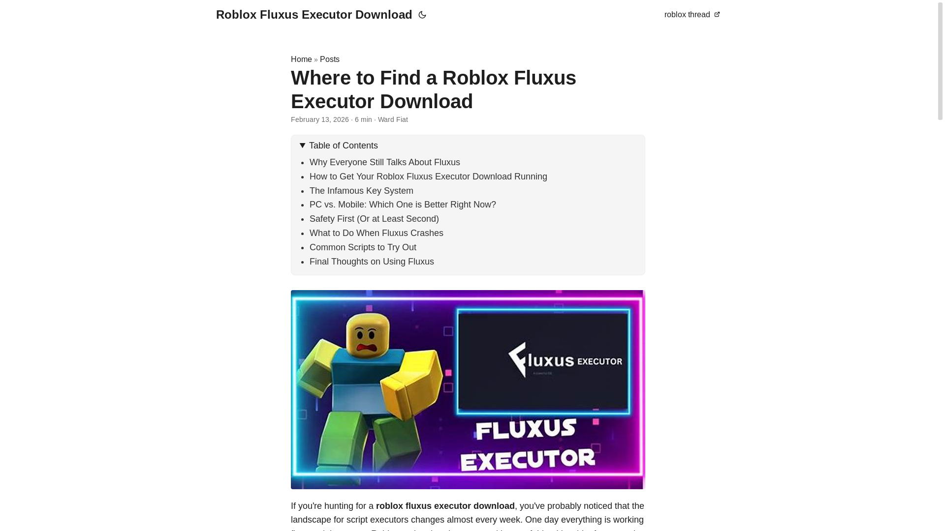 website screenshot of https://roblox-fluxus-executor-download.pages.dev/