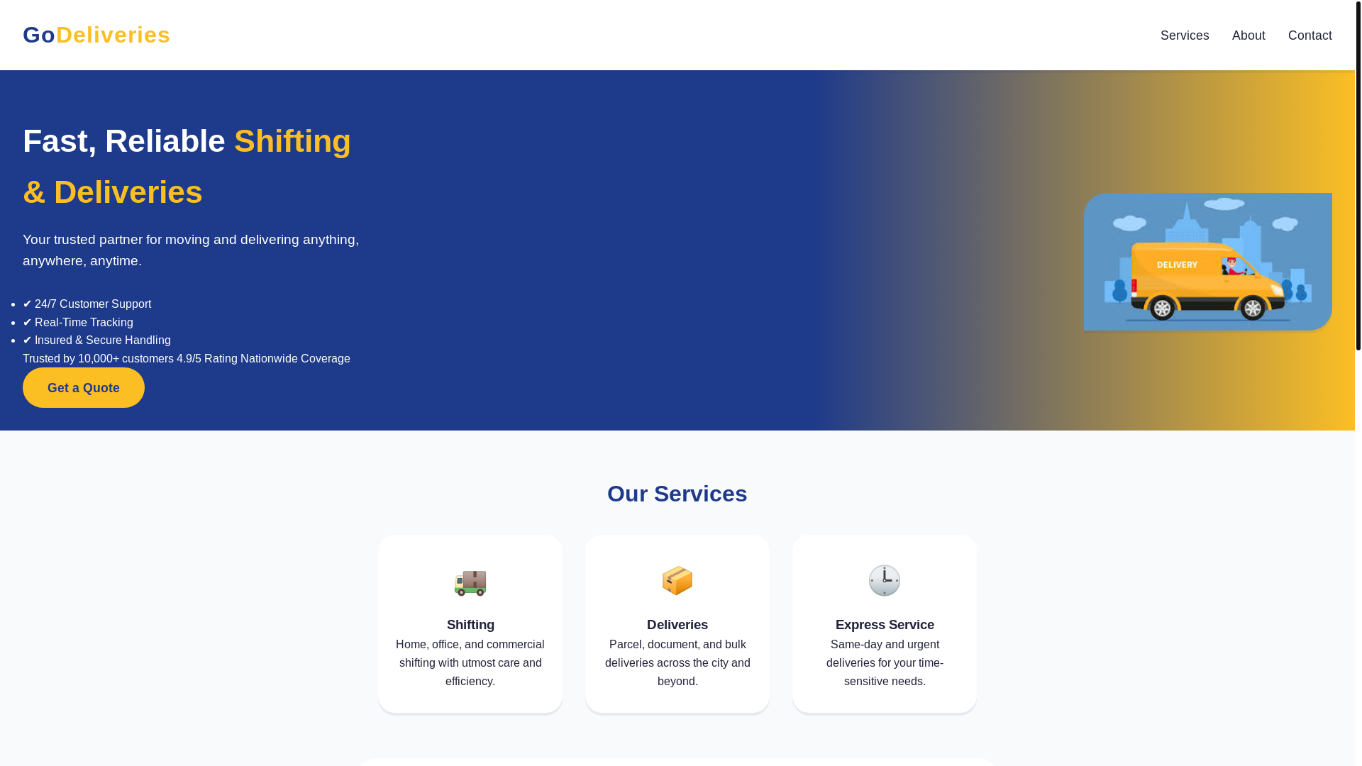 website screenshot of https://godeliveries.us/