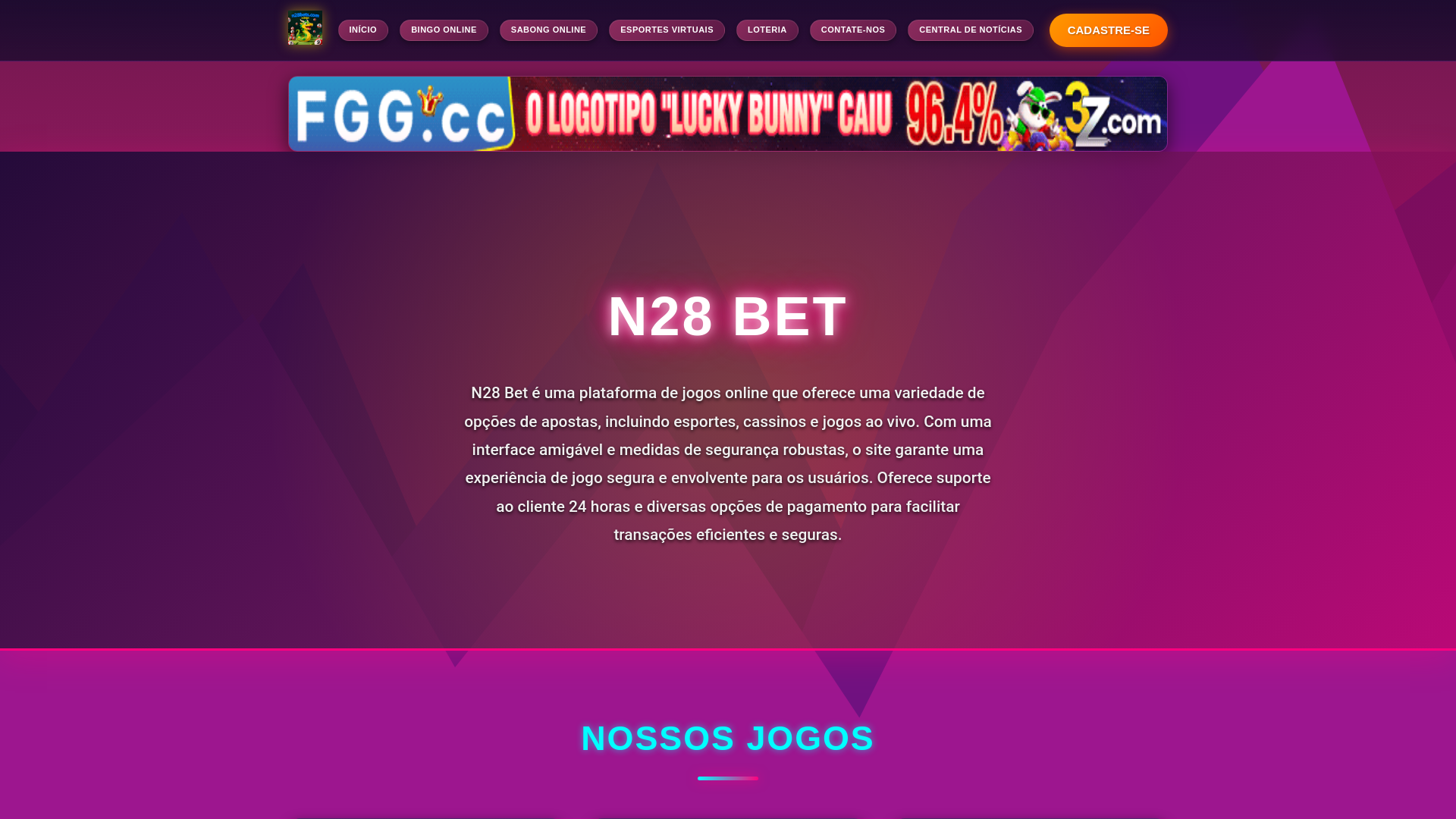 website screenshot of https://n28bets.com/