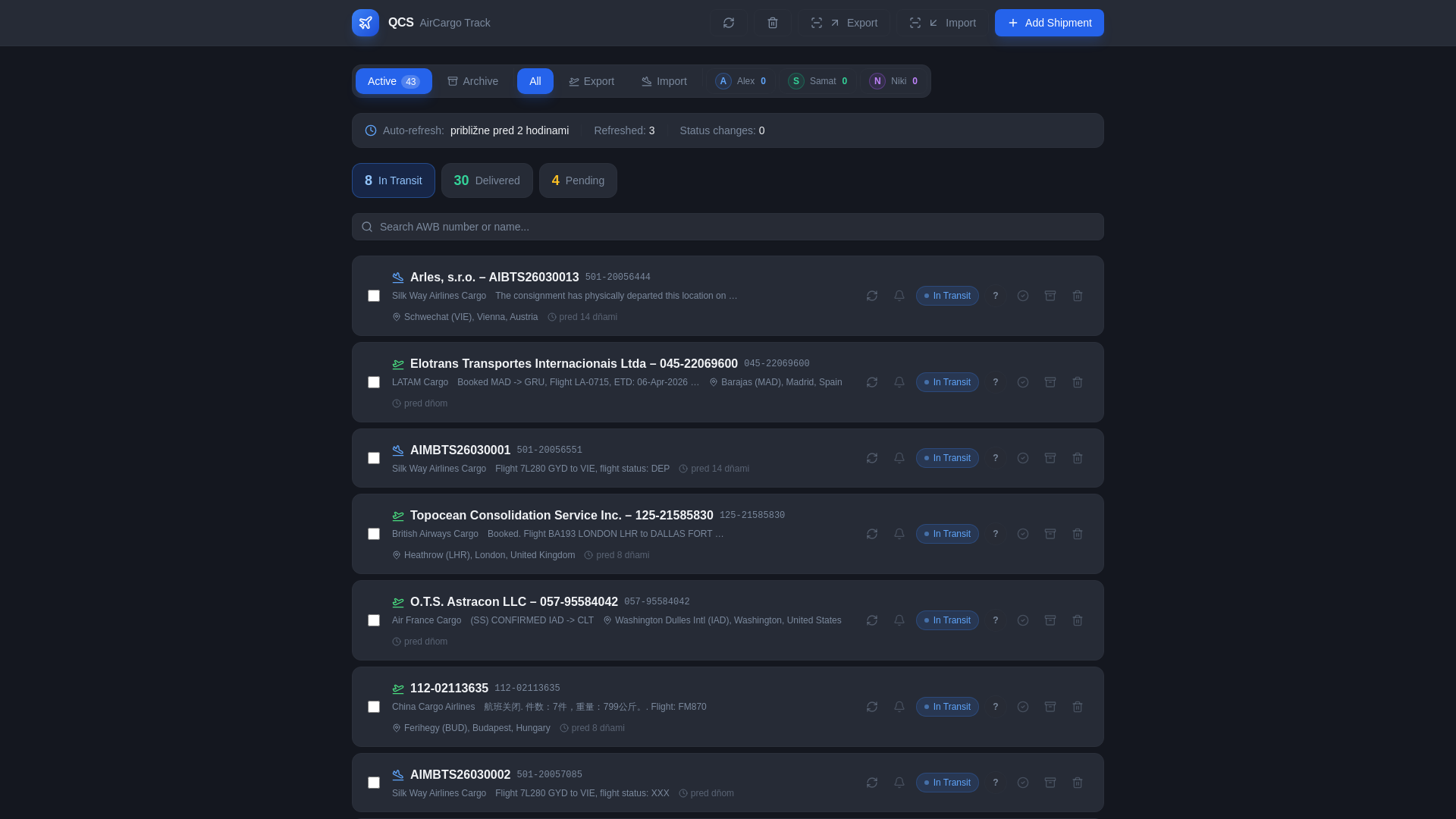 website screenshot of https://qcstrack.site