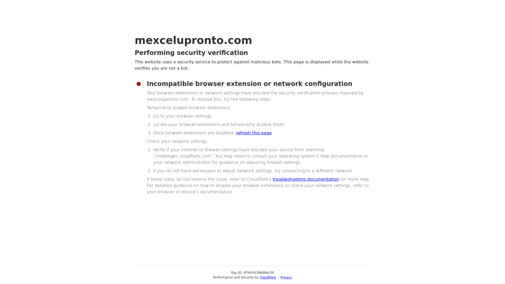 website screenshot of https://mexcelupronto.com/