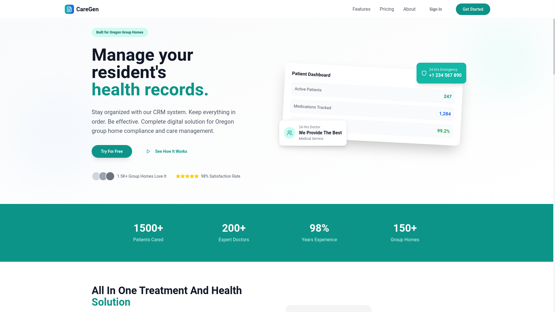 website screenshot of https://carehiive.com/