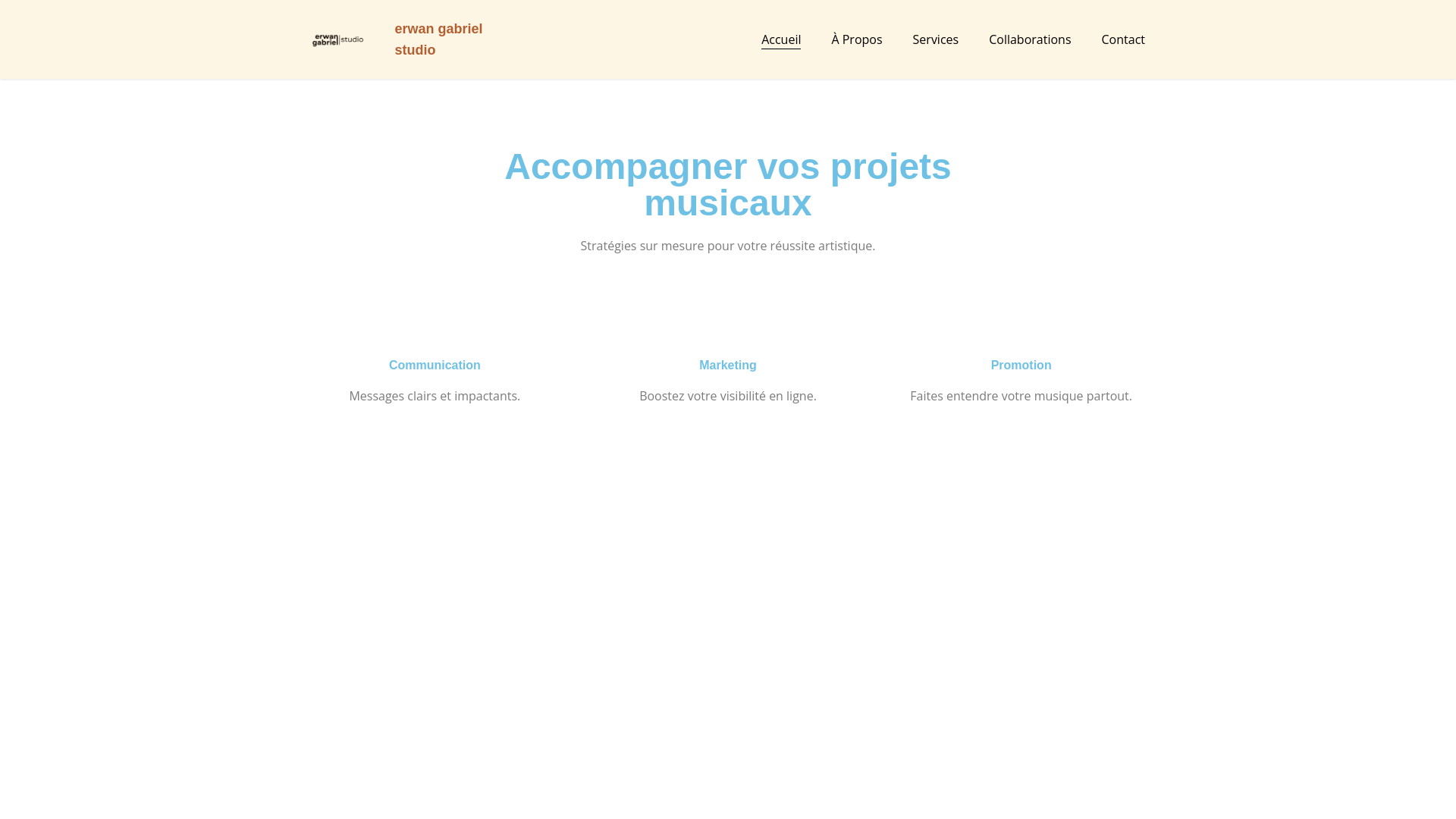 website screenshot of https://erwangabrielstudio.fr/