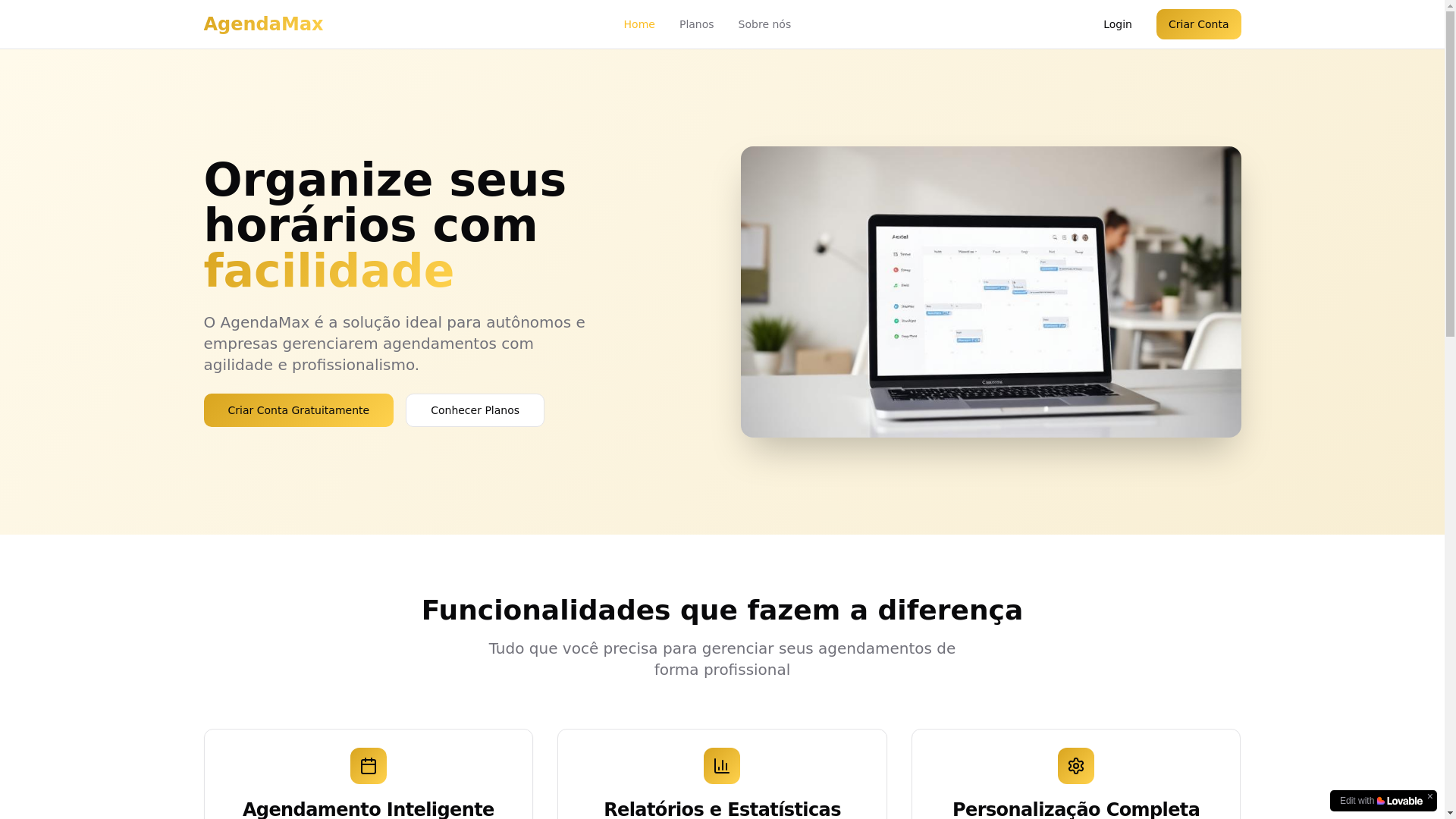 website screenshot of https://agendamax.app/