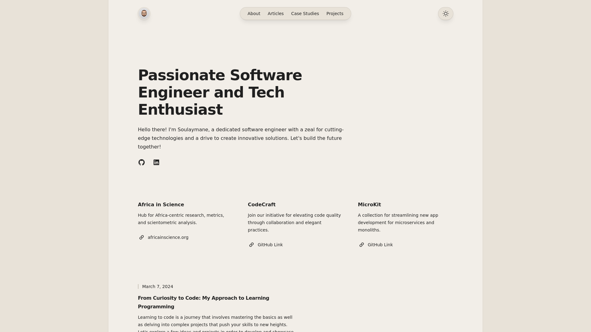 website screenshot of https://soulaymane-dev.pages.dev/