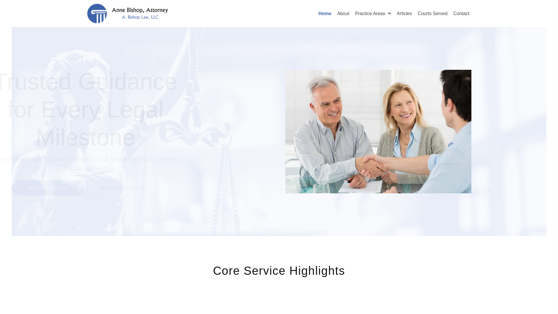 website screenshot of https://abishopmediation.biz/