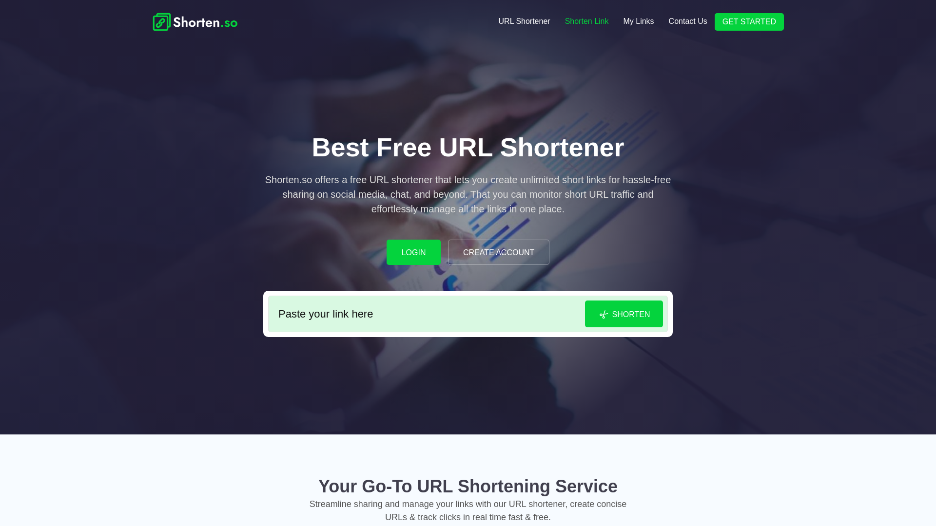 website screenshot of https://shorten.so