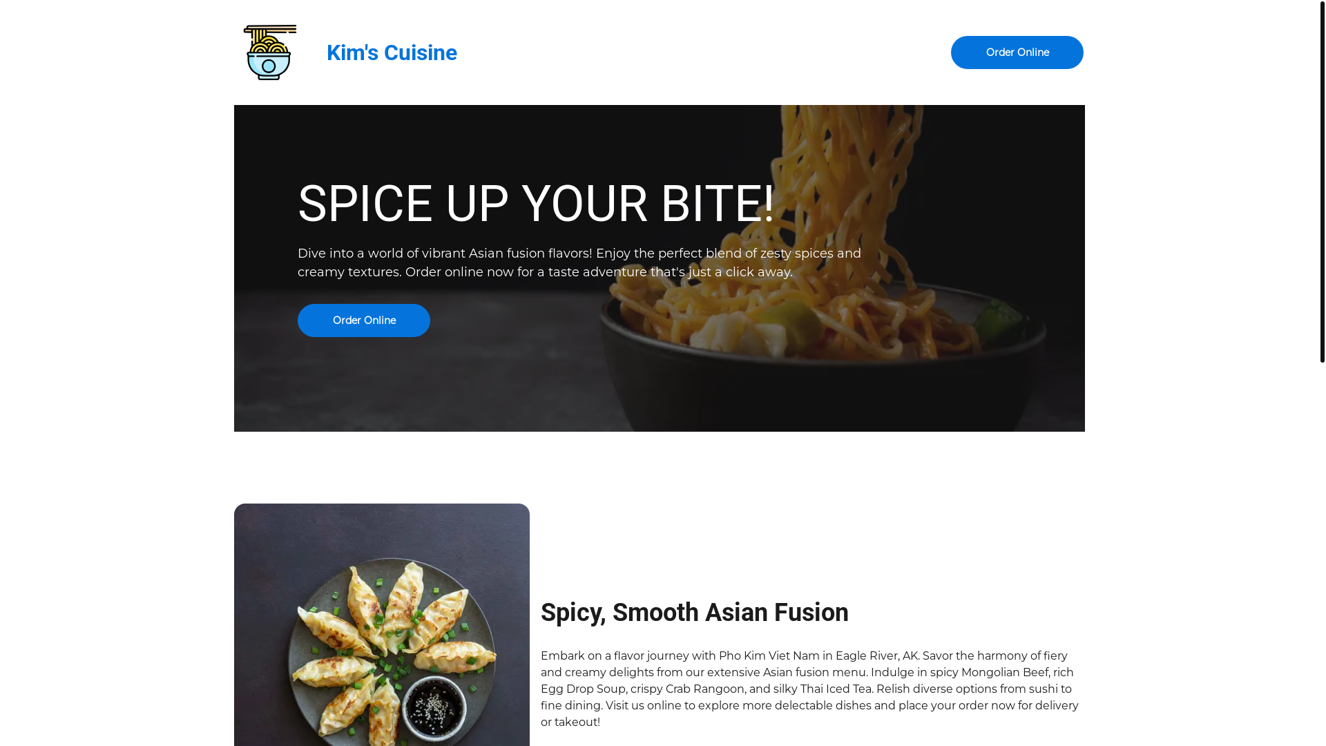 website screenshot of https://kimscuisinealaska.com/