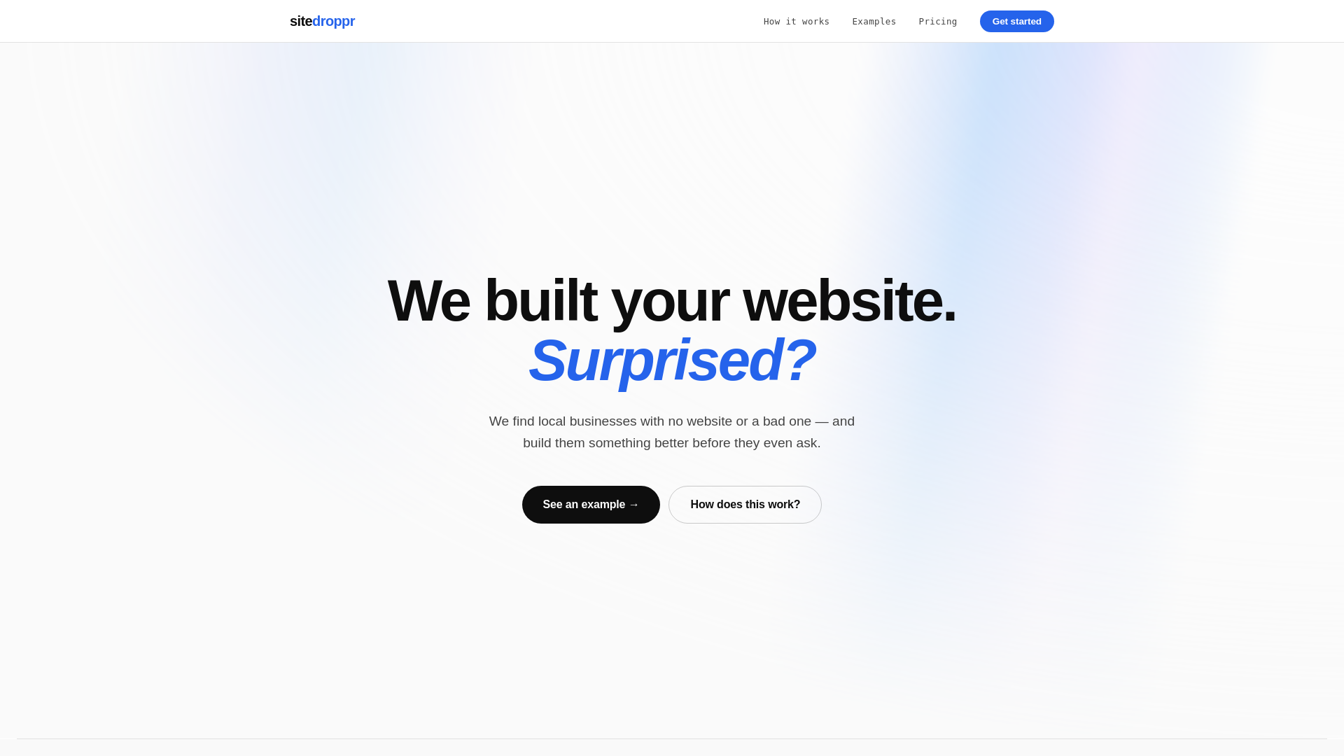 website screenshot of https://sitedroppr.com