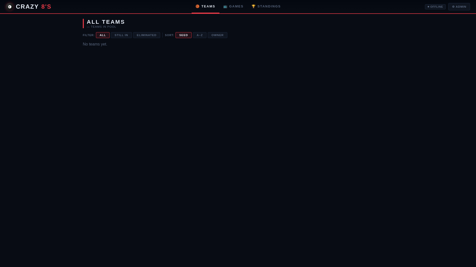website screenshot of https://crazy8sbracket.com/