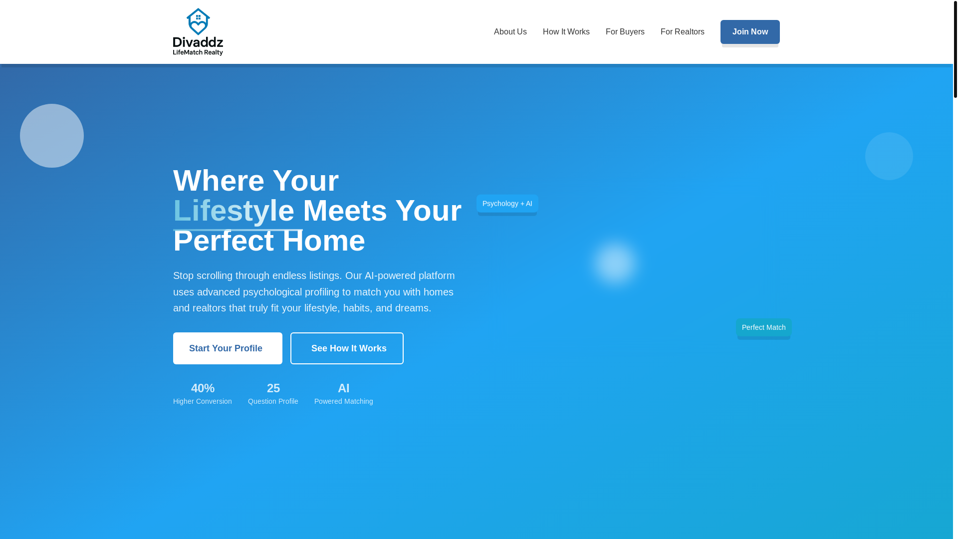 website screenshot of https://divaddzrealty.com/