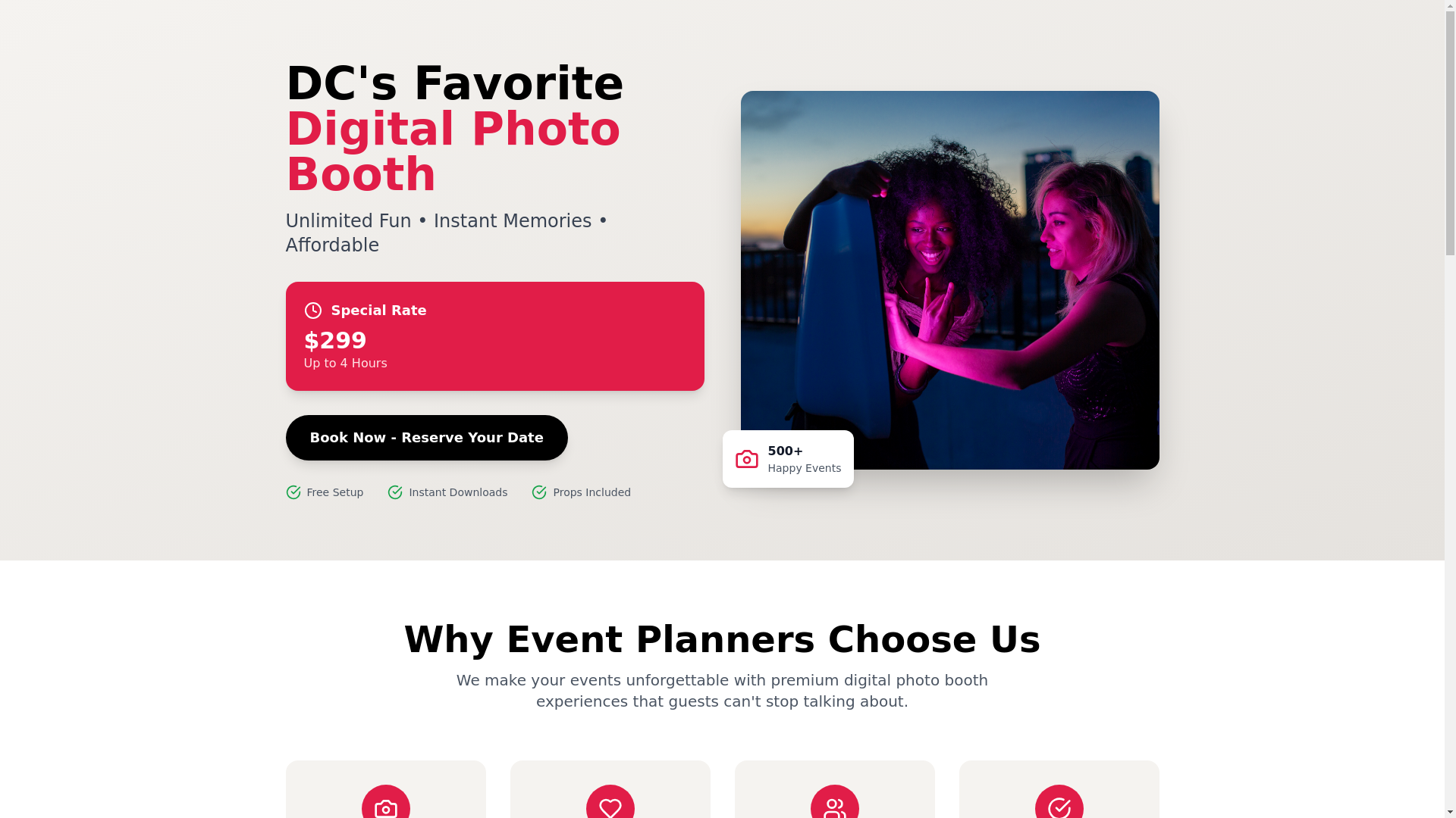 website screenshot of https://dcfavoritephotobooth.com/