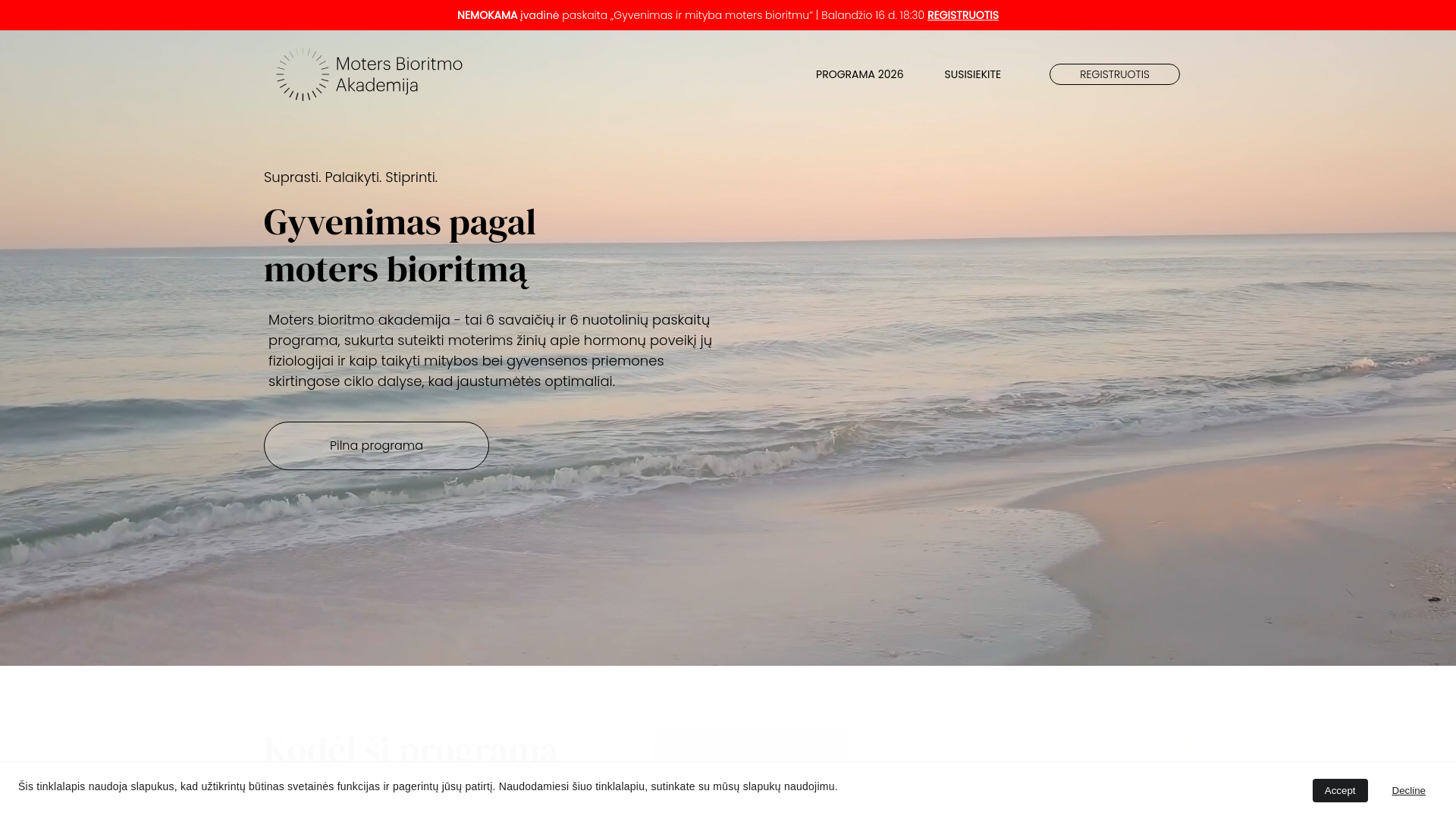 website screenshot of https://motersbioritmas.lt