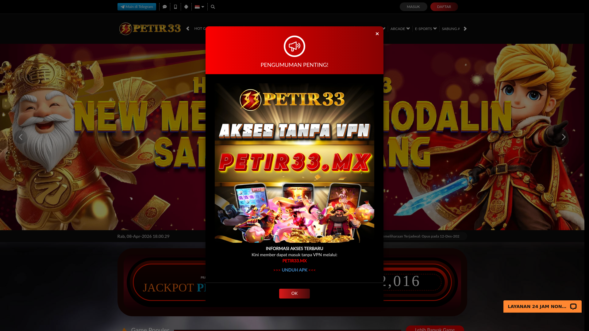 website screenshot of https://petir33a.today