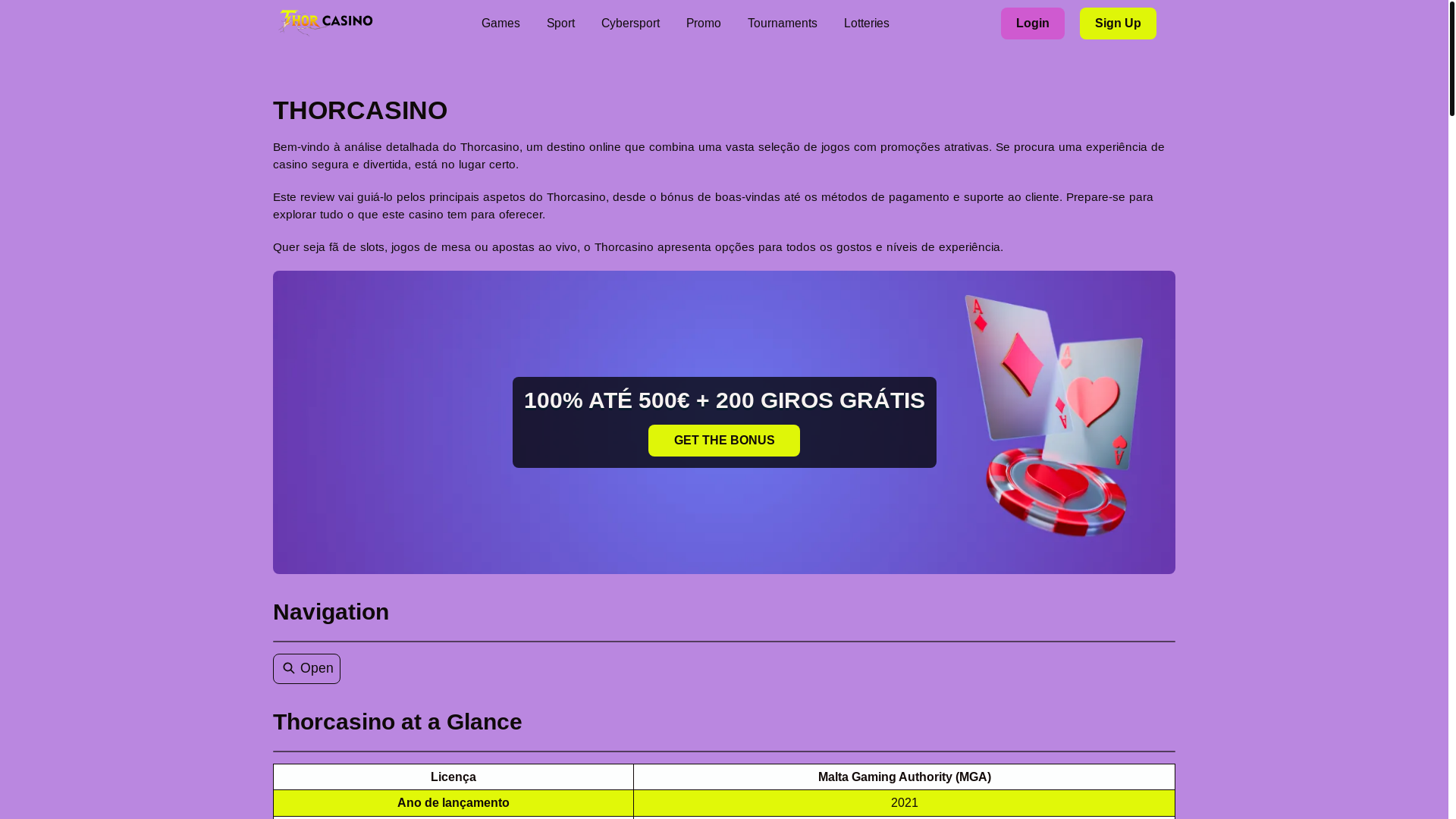 website screenshot of https://thorcasino.blog/