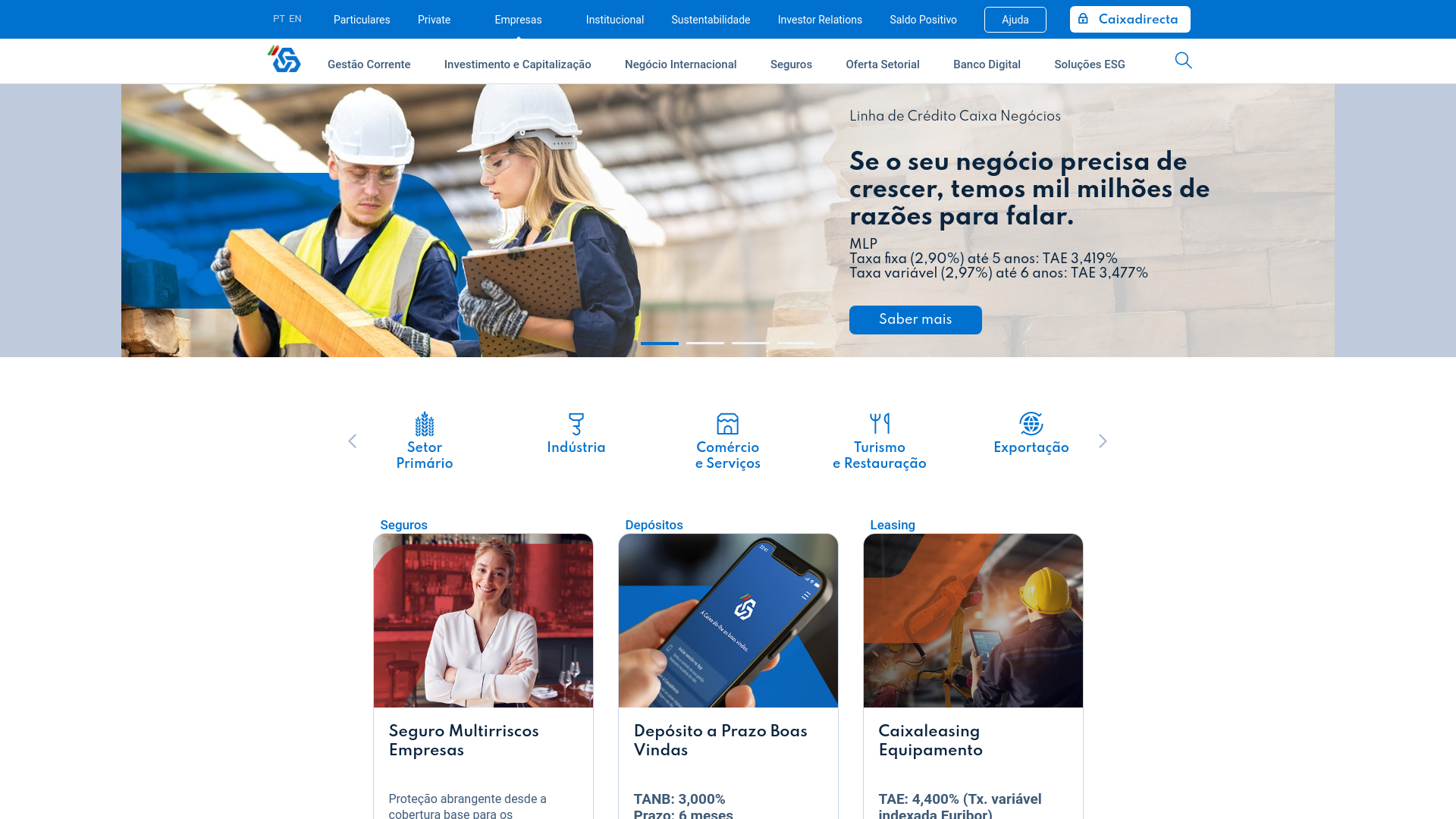 website screenshot of https://www.cgd.pt/Empresas/Pages/Empresas_v2.aspx
