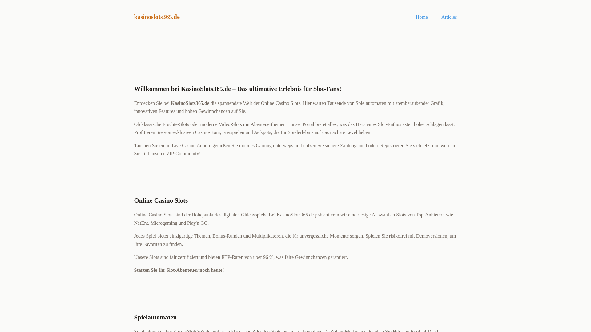 website screenshot of https://kasinoslots365.de/