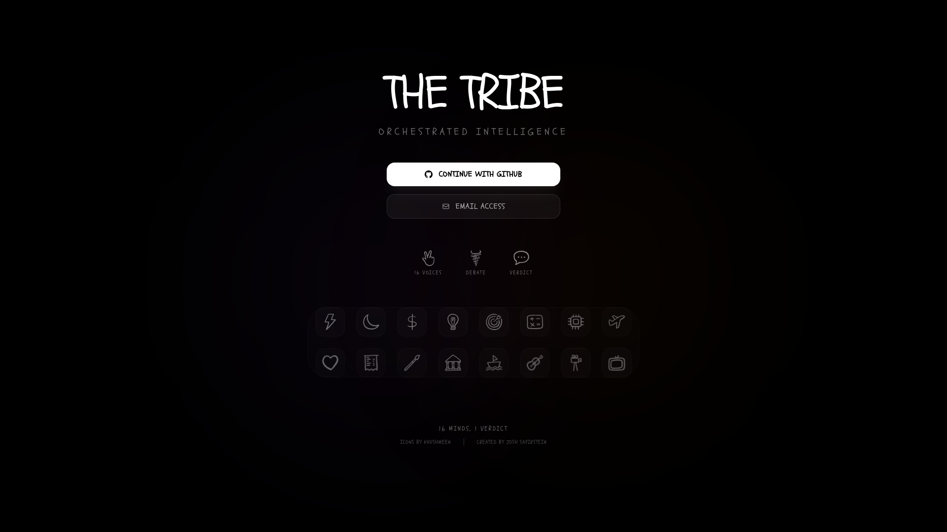 website screenshot of https://thetribe.sh