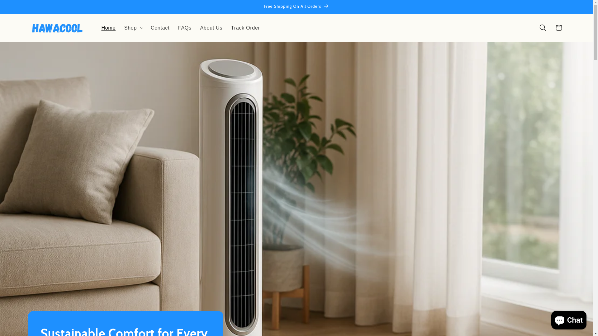 website screenshot of https://hawacool.shop/