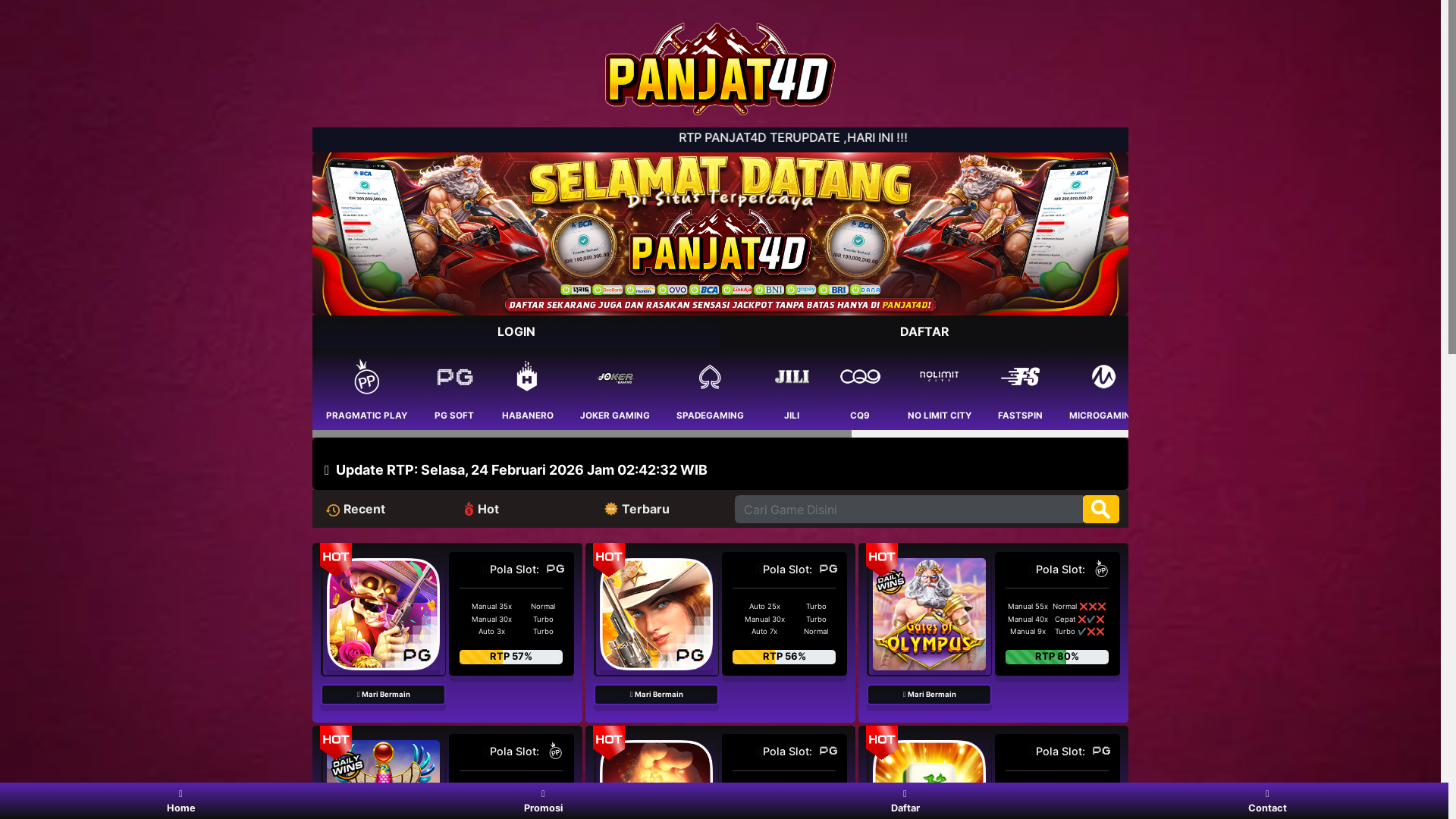 website screenshot of https://rtppanjat4d2.pages.dev/