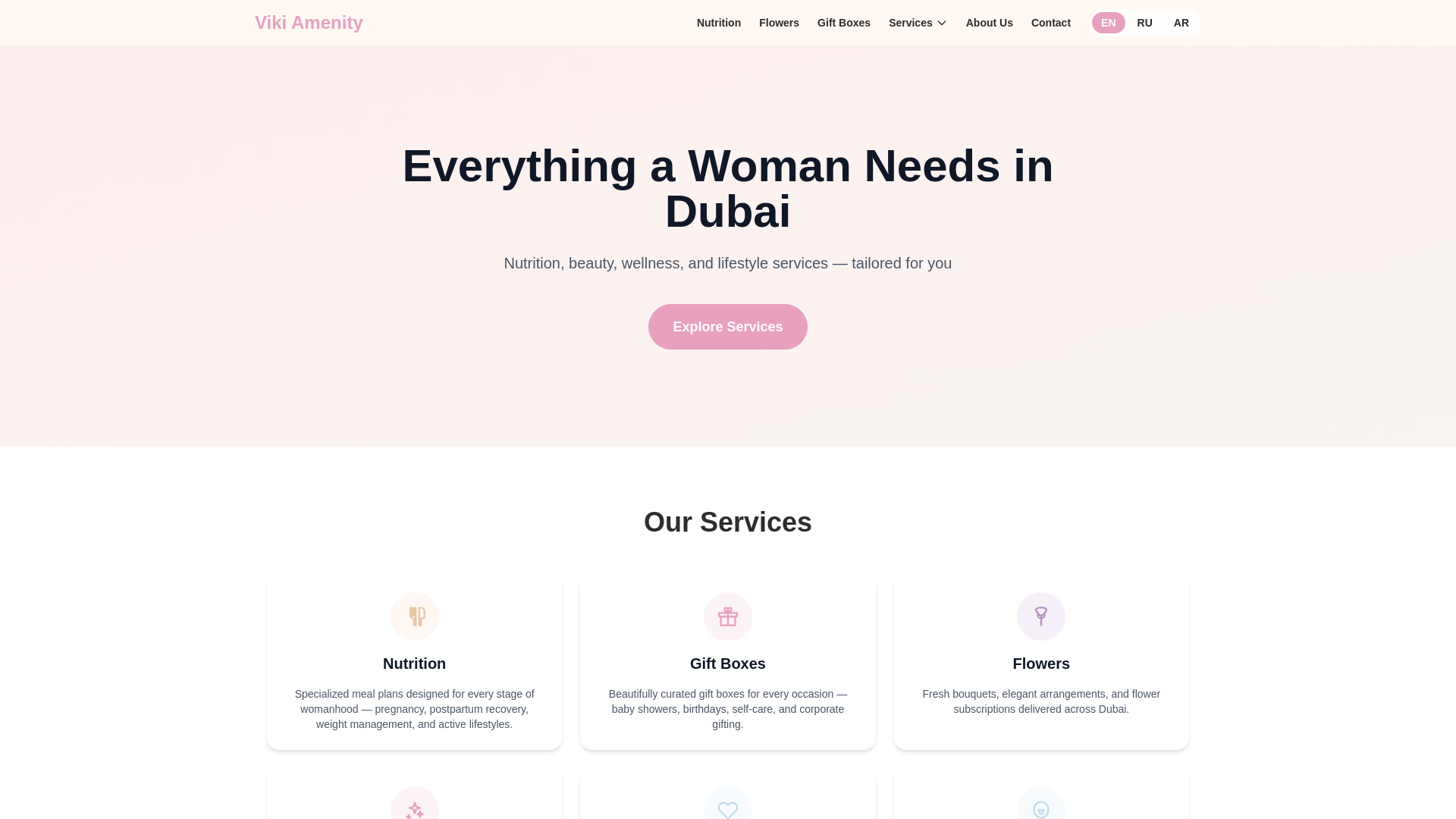 website screenshot of https://vikiamenity.pages.dev/