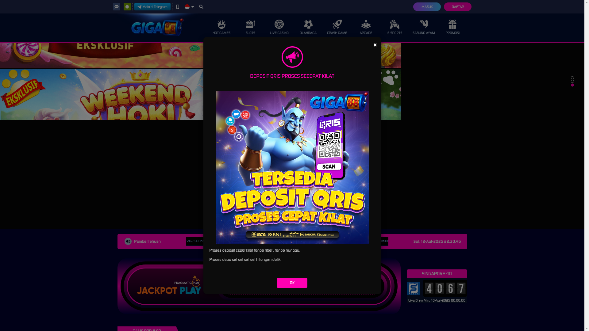 website screenshot of https://giga88nikmat.com/