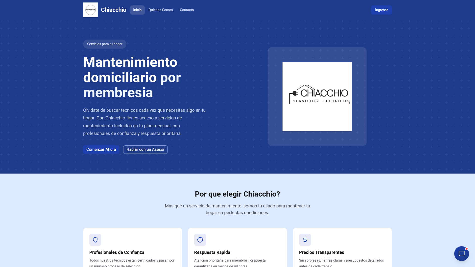 website screenshot of https://chiacchio.ar/