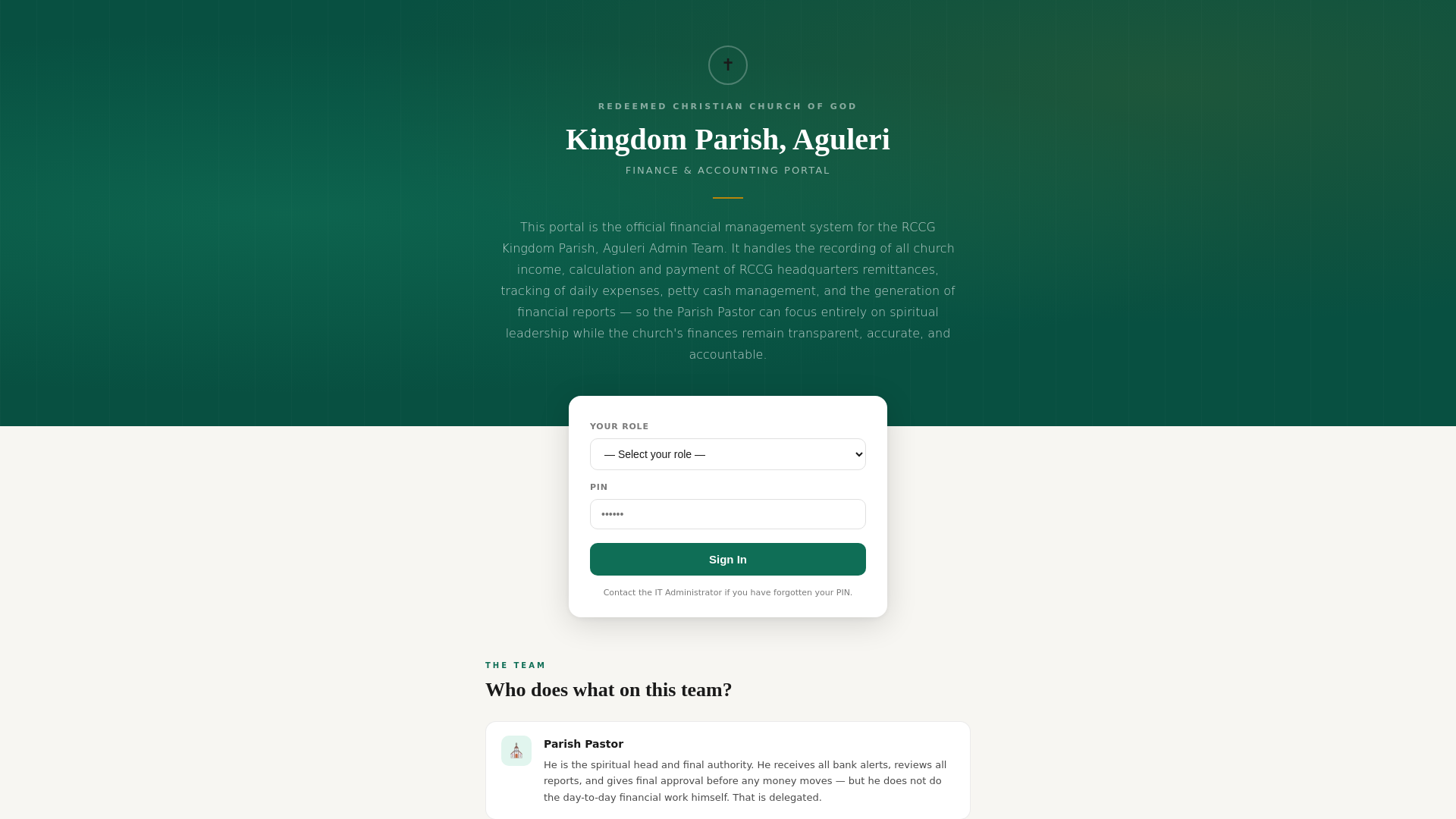 website screenshot of https://rccg-kingdom-parish-app.pages.dev/