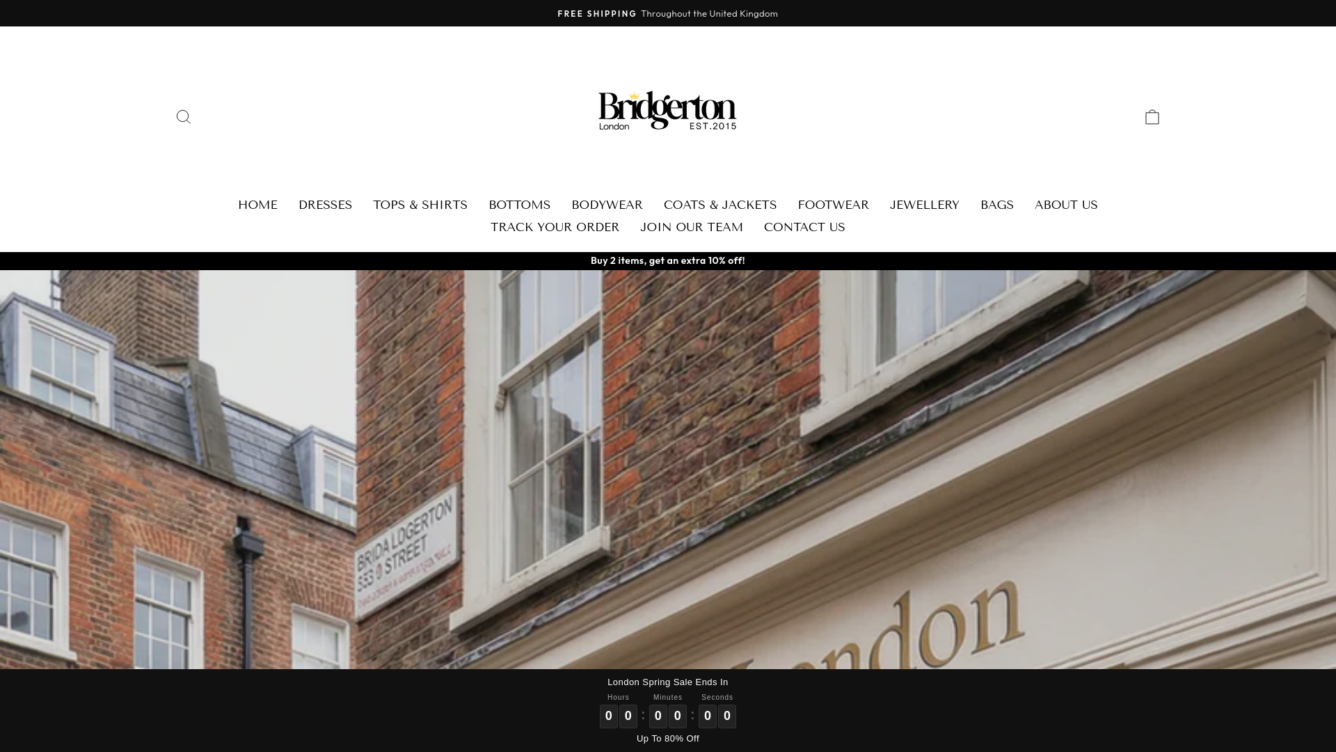 website screenshot of https://bridgerton-london.com