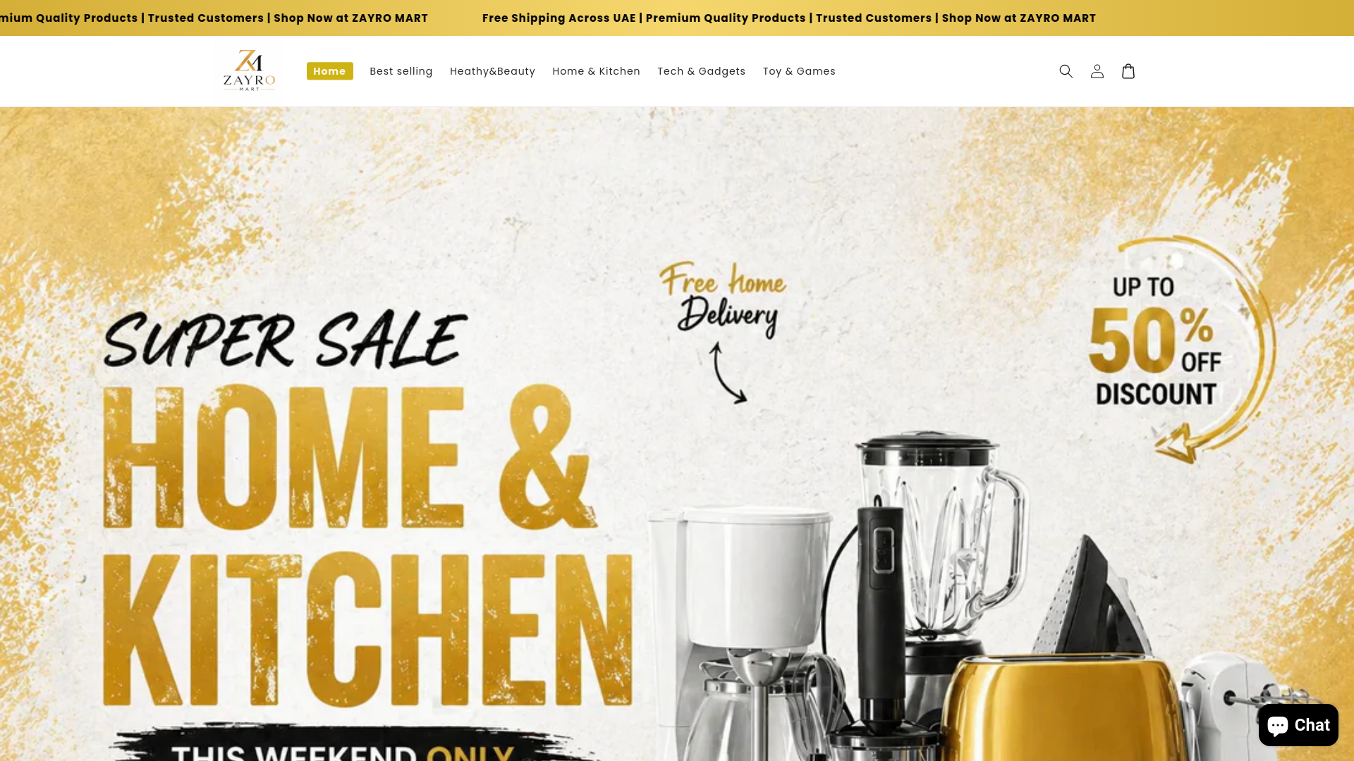 website screenshot of https://zayromart.shop/