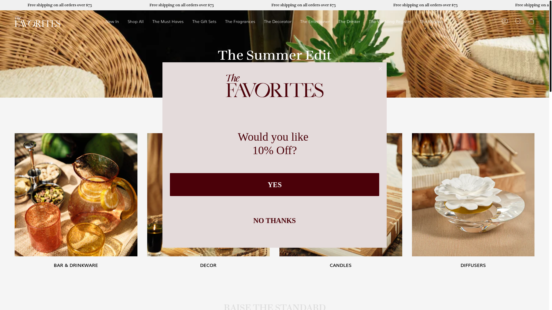 website screenshot of https://thefavorites.store/