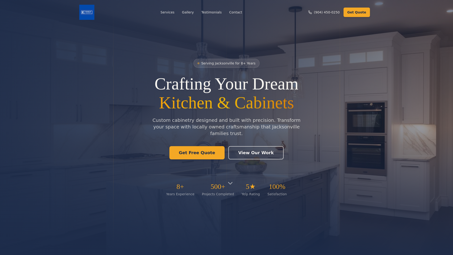 website screenshot of https://eaglecabinetry.net/