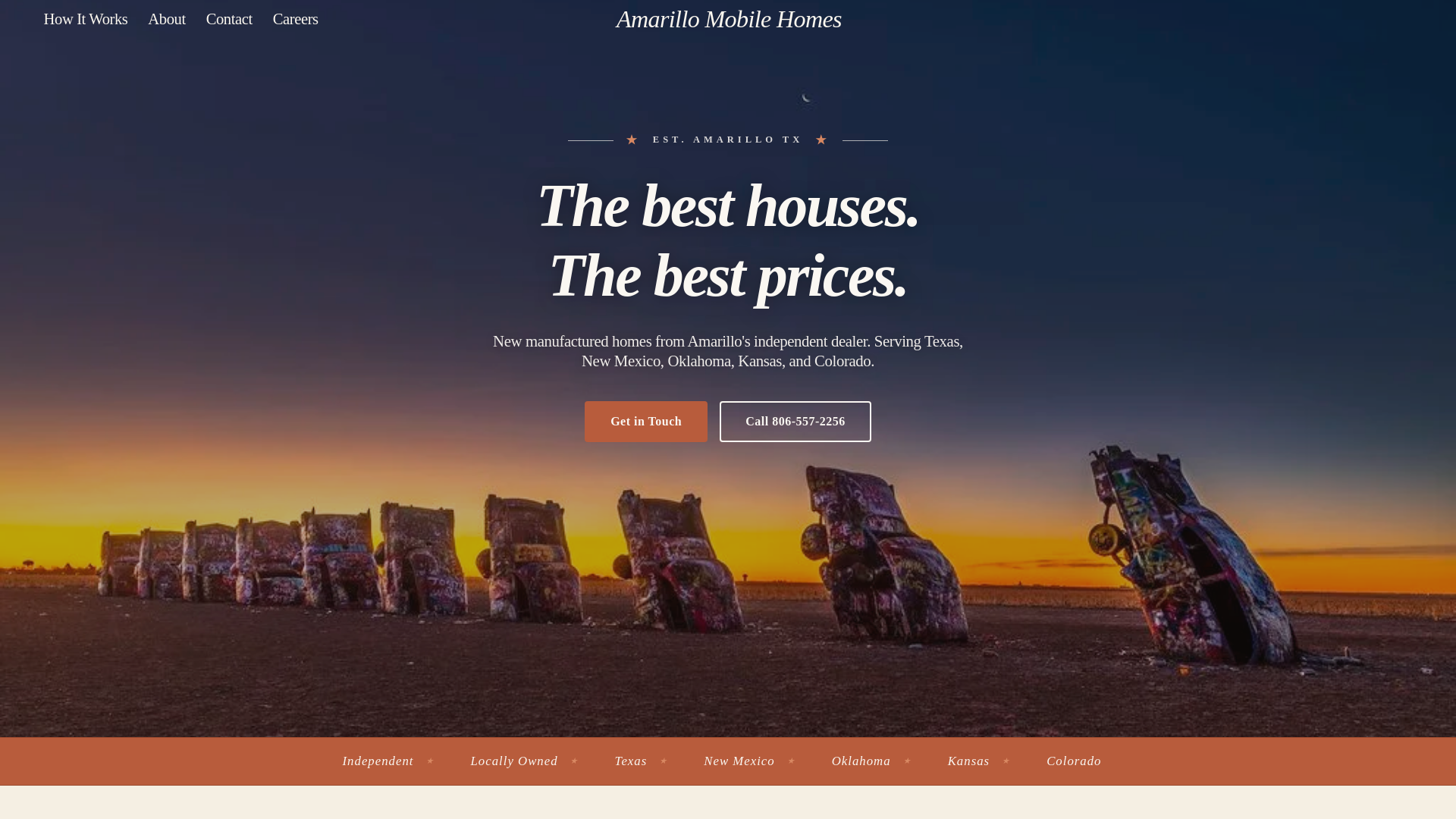 website screenshot of https://amarillomobilehomes.com/